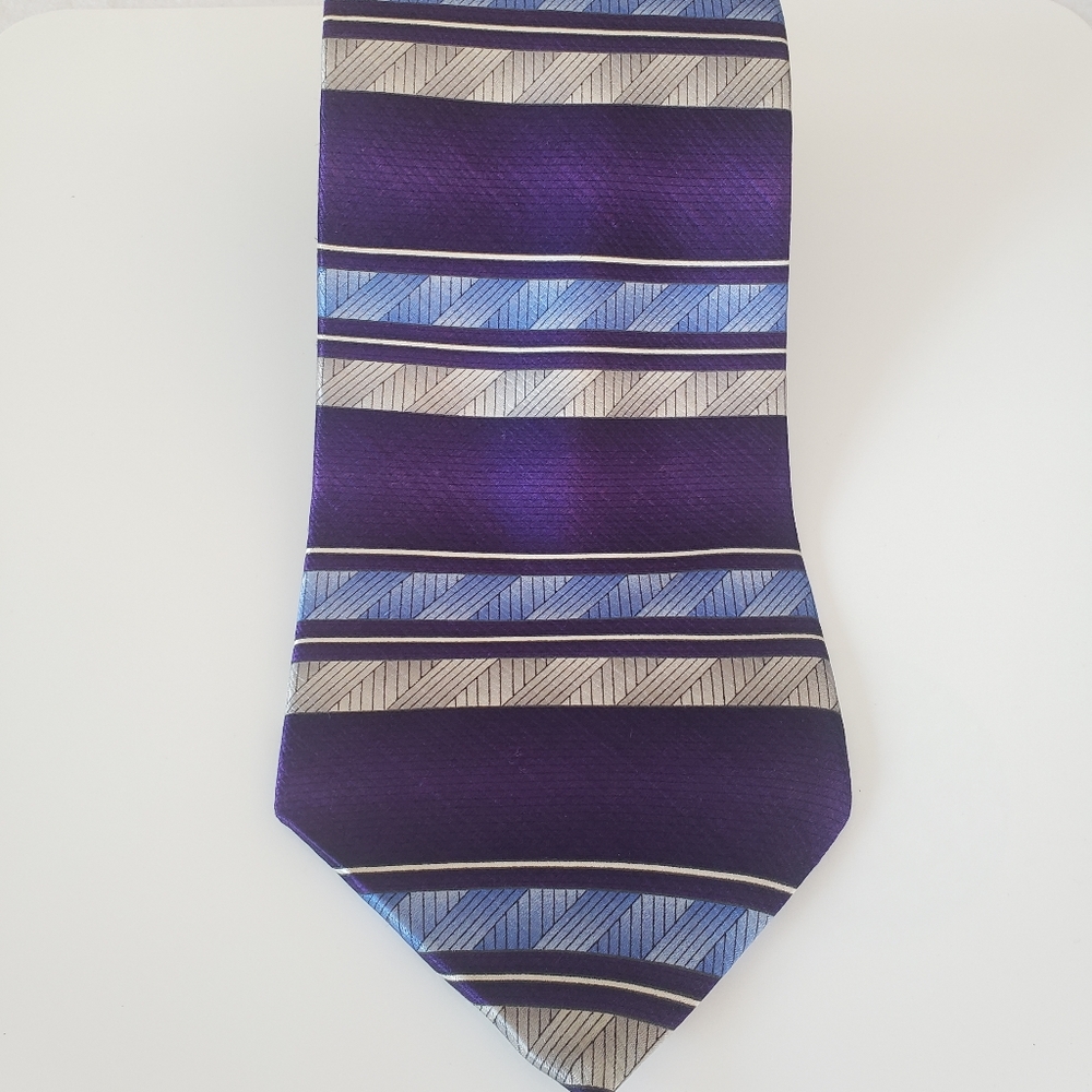 Men's Purple Silver Blue Tie